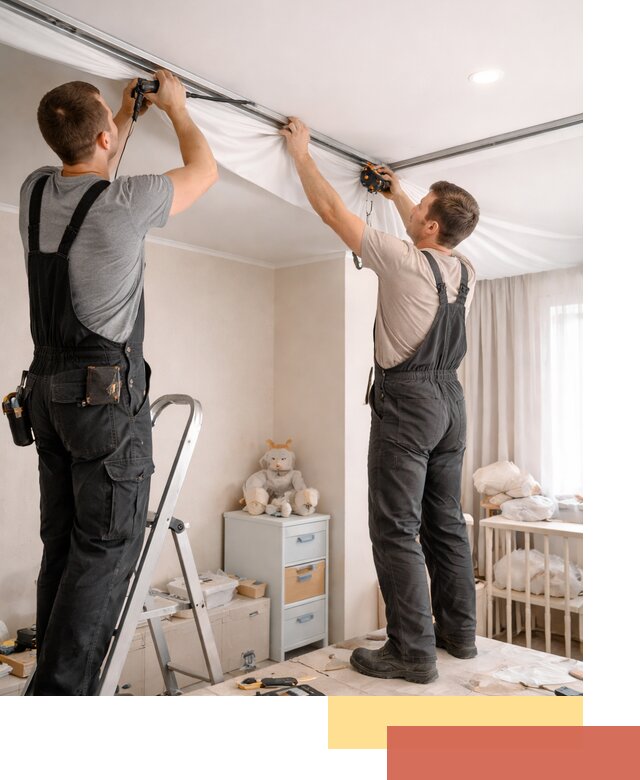 Монтаж натяжного потолка в детской комнате в Кореновске