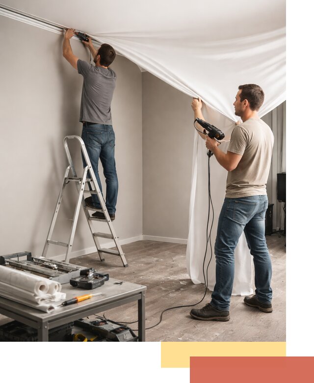 Монтаж натяжного потолка в студии в Кореновске