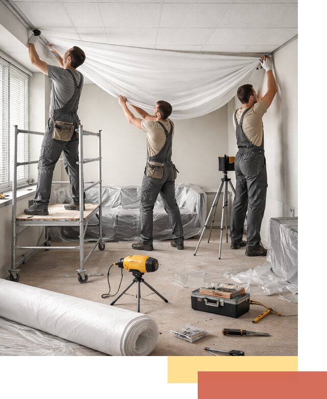 Монтаж натяжного потолка в офисе в Кореновске