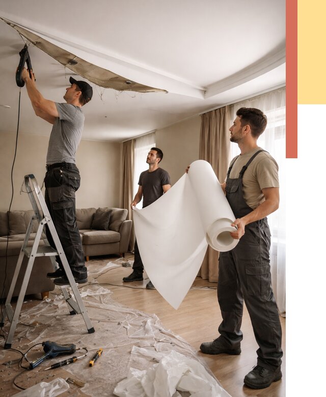 Замена полотна натяжного потолка в Кореновске от 9846 руб. быстро и недорого | ОТДЕЛОЧНИК-Кнв