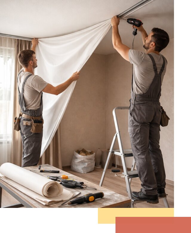 Замена полотна натяжного потолка в Кореновске быстро и качественно