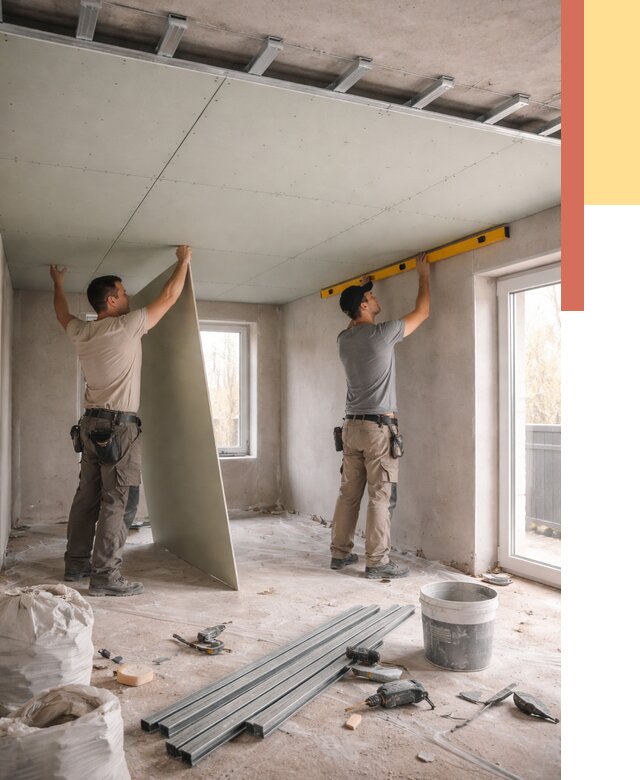 Одноуровневый потолок из гипсокартона в Кореновске от 777 руб. — монтаж под ключ | ОТДЕЛОЧНИК-Кнв