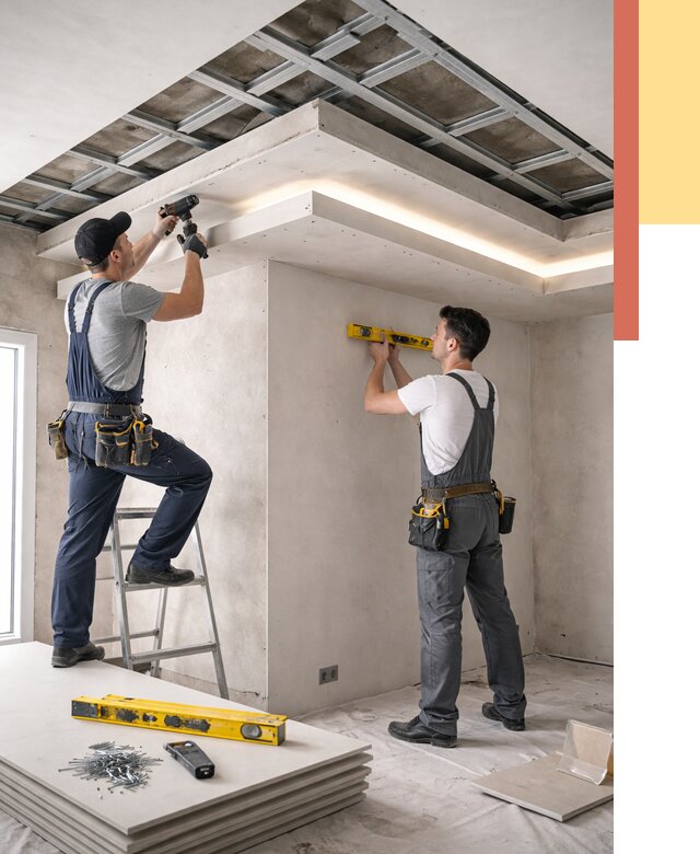 Двухуровневый потолок из гипсокартона в Кореновске от 1503 руб. под ключ | ОТДЕЛОЧНИК-Кнв