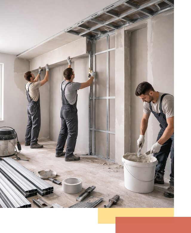 Монтаж потолка из гипсокартона с нишей в Кореновске