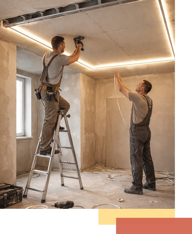 Потолок из гипсокартона с подсветкой в Кореновске