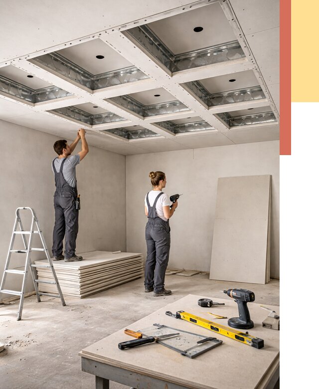 Кессонный потолок из гипсокартона в Кореновске от 1917 руб. — монтаж и под ключ | ОТДЕЛОЧНИК-Кнв