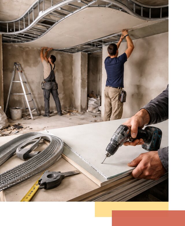 Криволинейный потолок из гипсокартона в Кореновске — монтаж и отделка