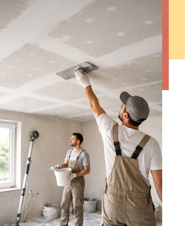 Шпаклевка потолка из гипсокартона в Кореновске от 3316 руб./м2 — услуги под ключ | ОТДЕЛОЧНИК-Кнв