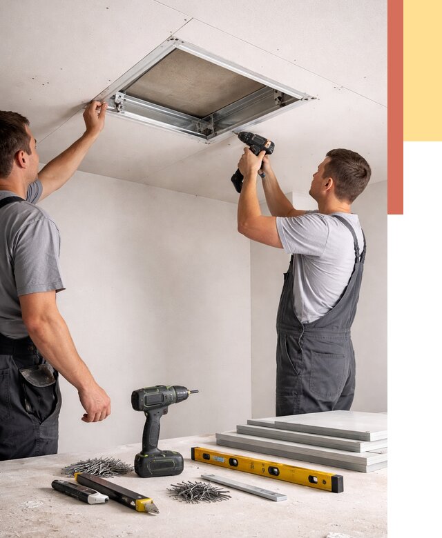 Установка люка в потолок ГКЛ в Кореновске от 2591 руб. под ключ | ОТДЕЛОЧНИК-Кнв