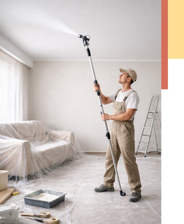 Покраска потолка краскопультом в Кореновске от 4664 руб. быстро и недорого | ОТДЕЛОЧНИК-Кнв